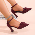 Summer cross-border bowknot plus size high heel sandals women's 2026 new style stiletto european and american elegant closed-toe sandals for export