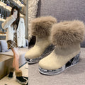 export snow boots: new winter collection - comfortable, sporty, casual cotton boots with platform wedge heel, thick sole, and fleece lining for women