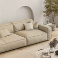 Foshan furniture factory personalized italian normcore tofu block sofa first layer genuine leather small apartment living room house straight row