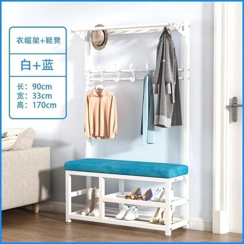 Simple shoe changing stool entrance door for home coat rack floor-standing entrance storage rack all-in-one foyer multifunctional coat rack