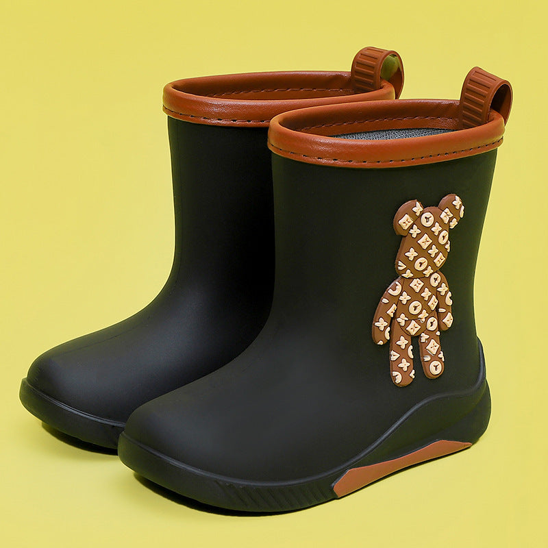 2024 new children's bear rain boots, unisex kids' rain boots, non-slip waterproof baby cartoon student water shoes wholesale