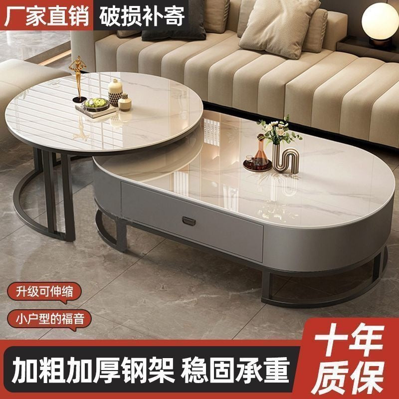 Rock slab coffee table living room for homeaccessible luxury modern tea table new arrival oval classy small apartment coffee table