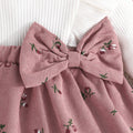 baby girl printed flutter sleeve ruffle trim bow 2-in-1 dress with headband - new autumn dress