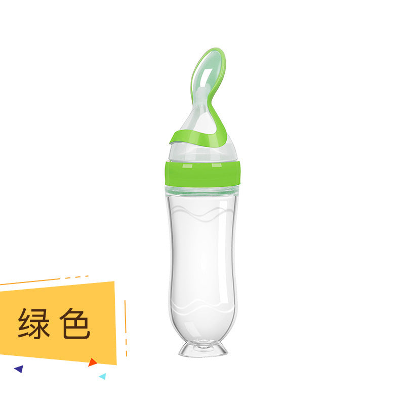 Factory custom baby rice paste bottle baby silicone bottle extrusion spoon children's complementary food bottle baby rice paste spoon