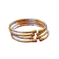 middle eastern two-tone beaded bracelet - elegant and stylish embossed pattern adjustable bangle - fashion accessory
