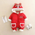 Baby winter new arrival: chinese new year fleece-lined, extra thick, chinese style new year outfit, newborn first birthday warm and festive crawling suit