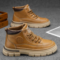 Boots men's high-top spring british style retro genuine leather mencasual leather shoes mid-top waterproofworkwear boots