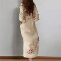 cross-border e-commerce european and american women's clothing: new summer collection - printed lantern sleeve, cinched waist, tie-waist tassel dress