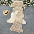 Gentle style outfit for women  spring classy sense of style strap waist cut outknittingtops + high waist hip skirt