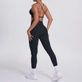 New arrival cross-border fashion double-sided nylon beautiful back tight cross sports yoga suit running fitness two-piece set