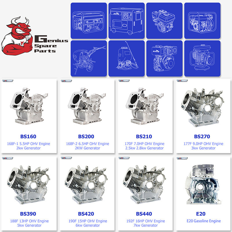 Bosen Machinery 168F box 2kw gasoline generator power spare parts 6.5hp box cylinder head wholesale