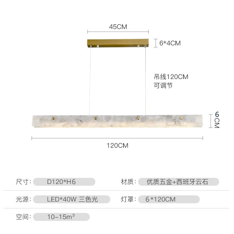Nordic light luxury designer modern minimalist linear island table office study lamp minimalist restaurant marble chandelier