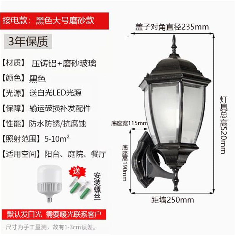 Outdoor wall light waterproof antique courtyard lamp european style outdoor villa pillar wall lamp luxury hexagonal wall sconce - hardwired