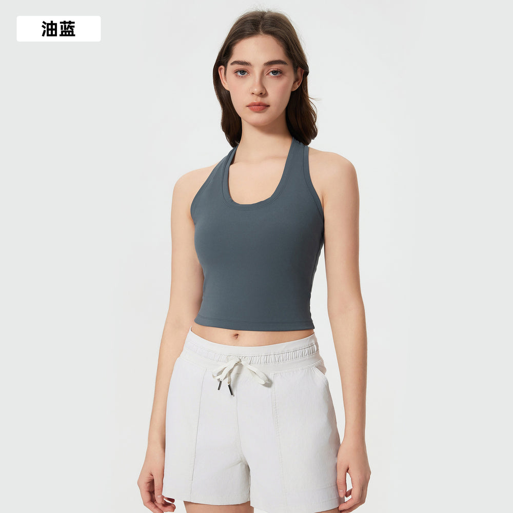 Naked feeling high-intensity sports bra women's no embarrassment line elastic tummy tight half length pants fitness yoga suitsuit