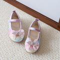 new gradient rainbow girls' princess shoes - rhinestone mesh bow soft sole flats with velcro closure