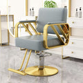 Reinforced armrests sky blue leather/electroplated gold disc