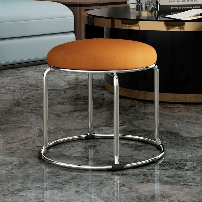 Accessible luxury stoolfor homesoft bag short stool steel bar stool portable practical shoe changing stool coffee table stool carbon steel frame round stool no