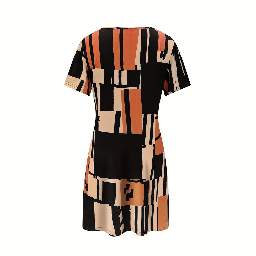 wholesale women's short-sleeved dresses, fashionable women's dresses for spring, summer, and autumn, new cross-border printed designs