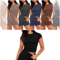Amazon fashion cross-border y2 women's  spring/summer new slim-fit crew neck short sleeve t-shirt top and shorts two-piece set