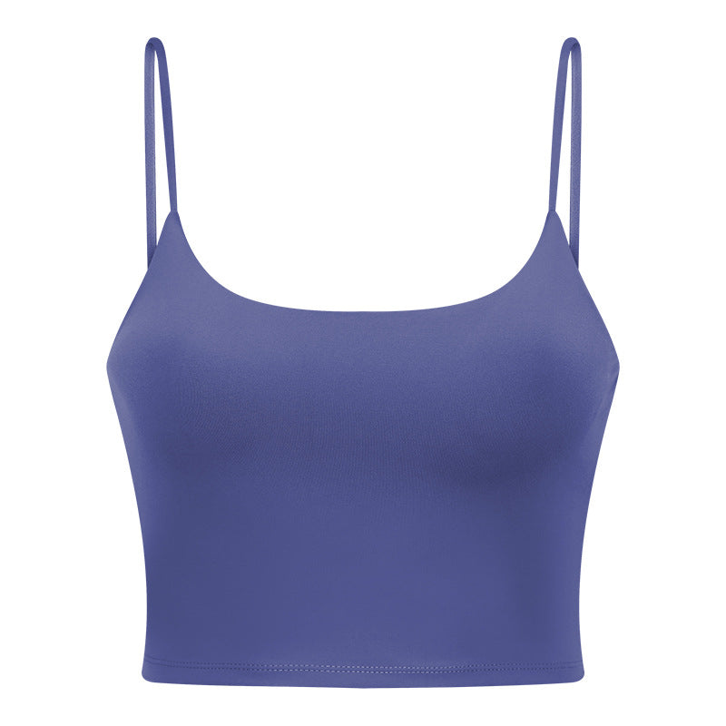 New women's sports yoga tank top with built-in bra pads, sexy spaghetti strap racerback fitness top, yoga camisole c5238