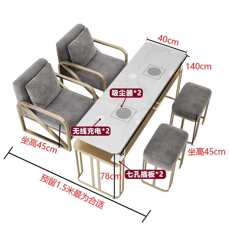 Widened 45cm marble nail table and chair set - special offer! economical single/double, light luxury, multi-functional, odorless, carbon steel with baked enamel finish