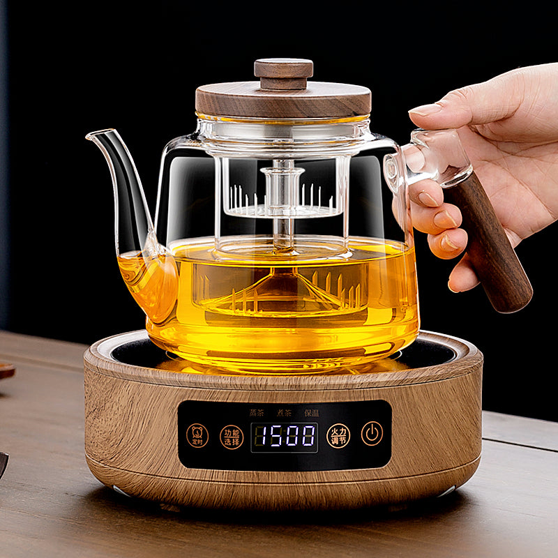new all-in-one glass tea kettle: large capacity, electric ceramic cooker for boiling water and brewing tea with spray function