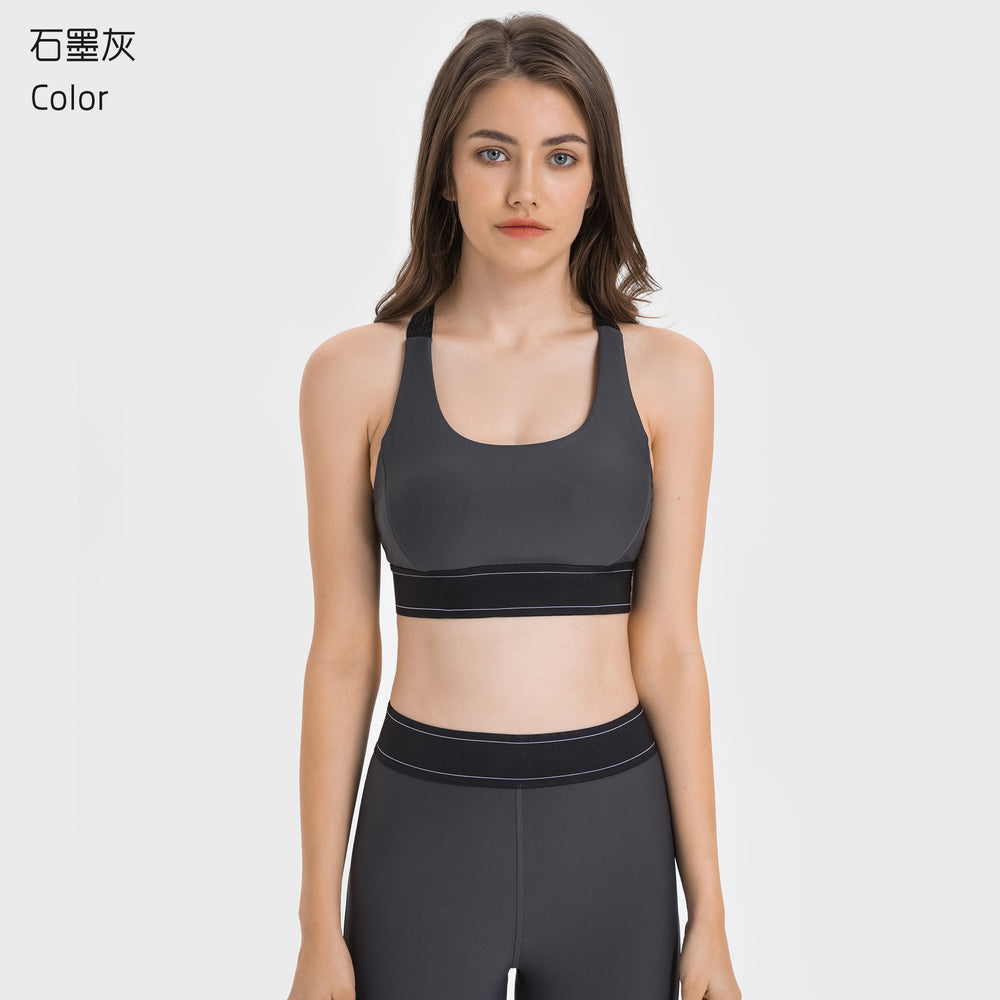New color block adjustable strap sports bra - high impact, shockproof, push-up training bra - model dw346