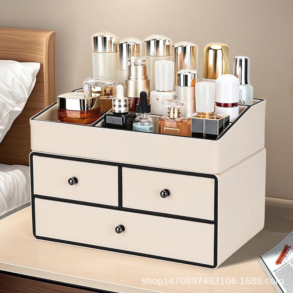 Cosmetics storage box, desktop dust-proof household large-capacity dresser, skin care product rack, light luxury