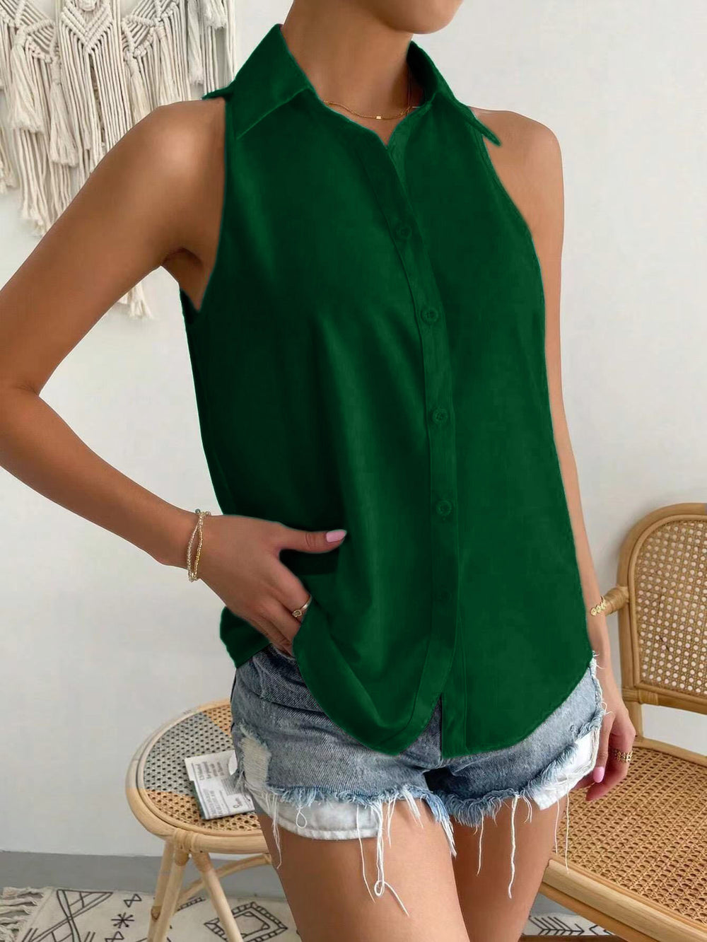 Satin sleeveless blouse for women - new spring satin top - casual commute solid color blouse - wholesale