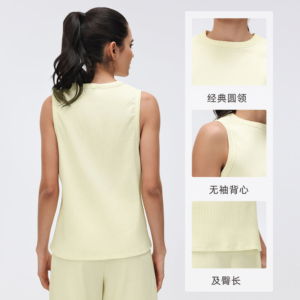Simple round neck sleeveless tank top women's slim fit vest base layer top comfortable breathable activewear d26020