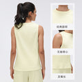 Simple round neck sleeveless tank top women's slim fit vest base layer top comfortable breathable activewear d26020