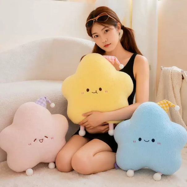 Ins style star stuffed pillow sofa bay window pillow cute decorative cushion sleeping doll birthday gift soft