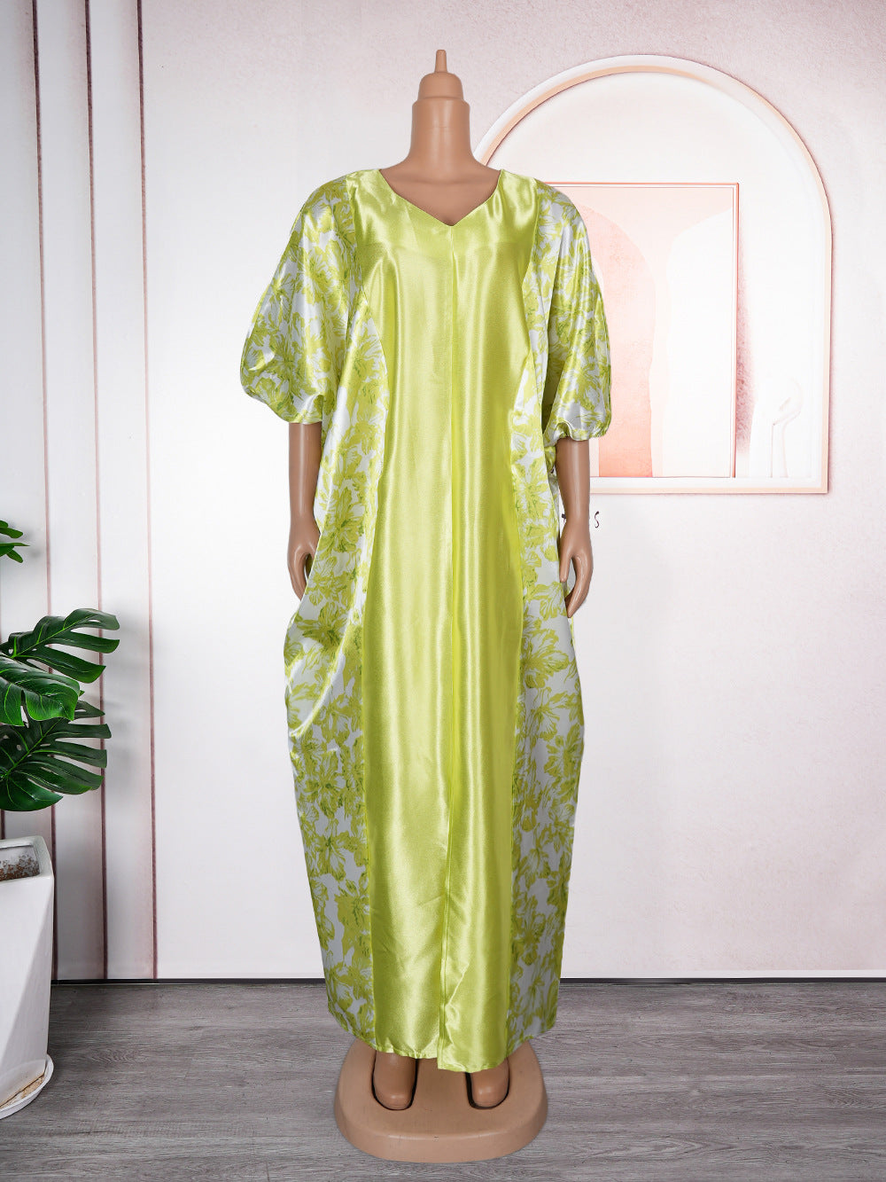 plus size women's ethnic style robe african foreign trade  color block print dress