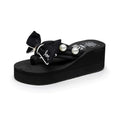 Shine jiao 2025 new summer 6cm flip-flops - handmade, bow-embellished beach flip-flops for seaside vacations