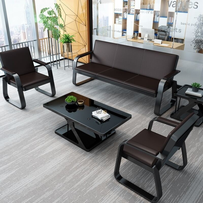 Business office sofa single three-person reception sofa coffee table combination suitcasemodern iron sofa