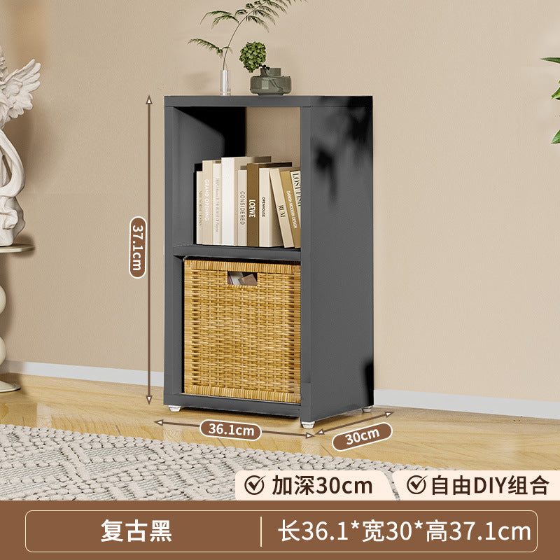 Steel grid cabinet - freestanding modular bookshelf for home living room, kids' storage, picture book organizer, and low cabinet