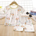 Kids' summer ice silk short-sleeve set - lightweight air conditioning suit for boys and girls, toddler and children's sleepwear, loungewear, and children's clothing
