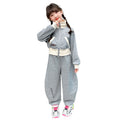 Girls' autumn cardigan two-piece set: new  versatile chic stand collar jacket, loose-fit spring/autumn outfit