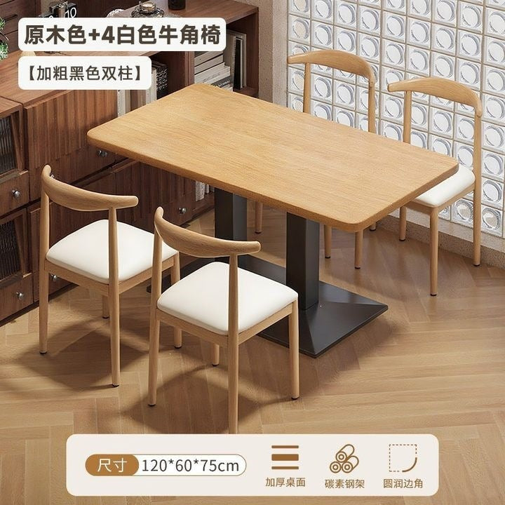 Commercial restaurant tables and chairs breakfast restaurant snack noodle shop long table milk tea barbecue restaurant one table four chairs combination dining chair