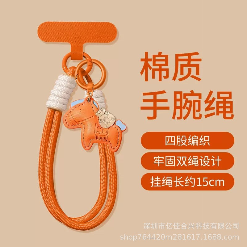 Horse year red mobile phone chain new arrival bracelet mobile phone lanyard woven strong wrist rope leather pony accessories pendant