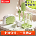 Portable silicone baby bottle brush - gentle cleaning brush for bottles - newborn bottle brush set for home use