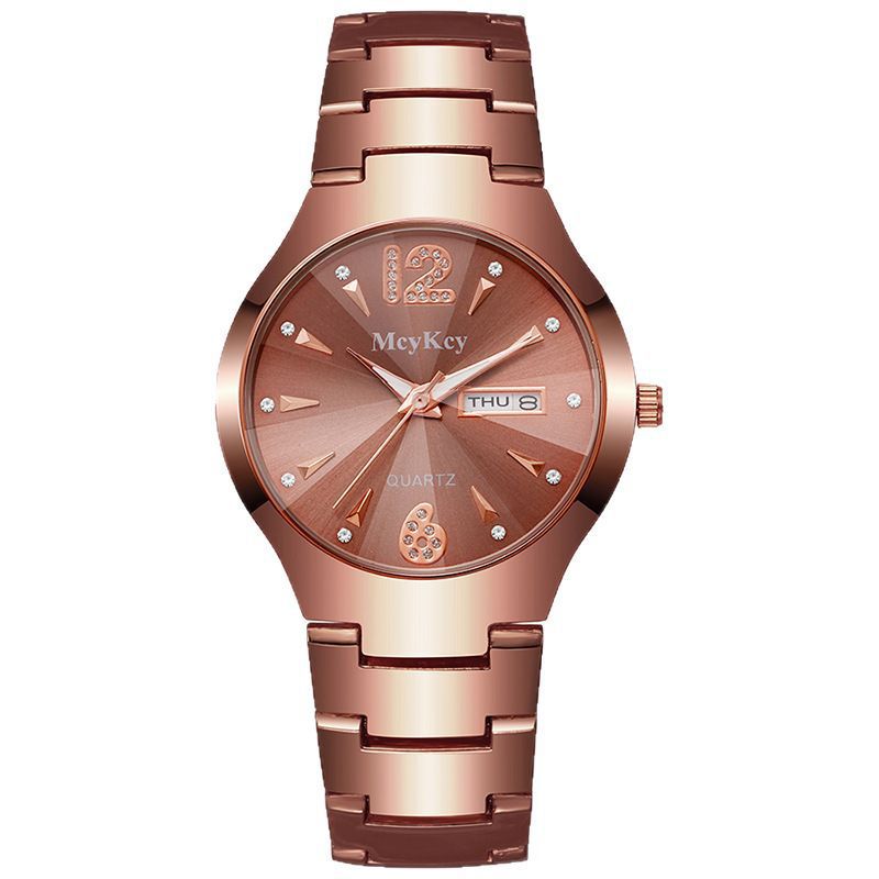 Mcykcy watch tungsten steel men's watch digital round quartz watch quartz gold and silver gold stainless steel