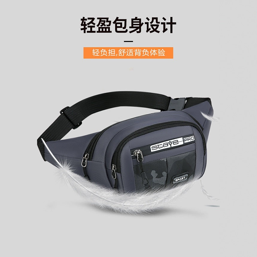Fanny pack men's light and casual men's mobile phone multi-functional work belt bag wear-resistant anti-splashing messenger bag