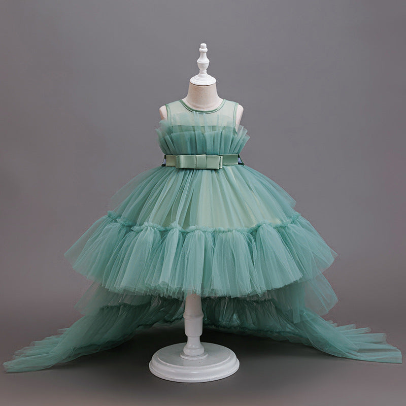 Girls' formal dresses with train length, detachable back length, children's princess dresses, gradient flower girl wedding dresses, cross-border dropshipping