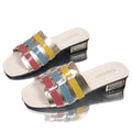 export roman colorful sandals women's summer new fashion flat woven hollow-out closed-toe half slippers