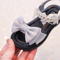 Vancahao kids' chanel-inspired pearl open-toe sandals -  summer new korean style girls' bow princess shoes