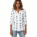 new european and american style women's v-neck printed shirt casual long sleeve t-shirt