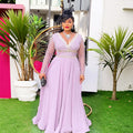 Fashion cross-border export  dress african plus size women's clothing autumnew arrival lace patchwork sequined long skirt