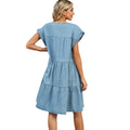 Fashion cross-border export women's summer new arrivalpure color pullover round neck denim skirt loosecasual style dress trendy