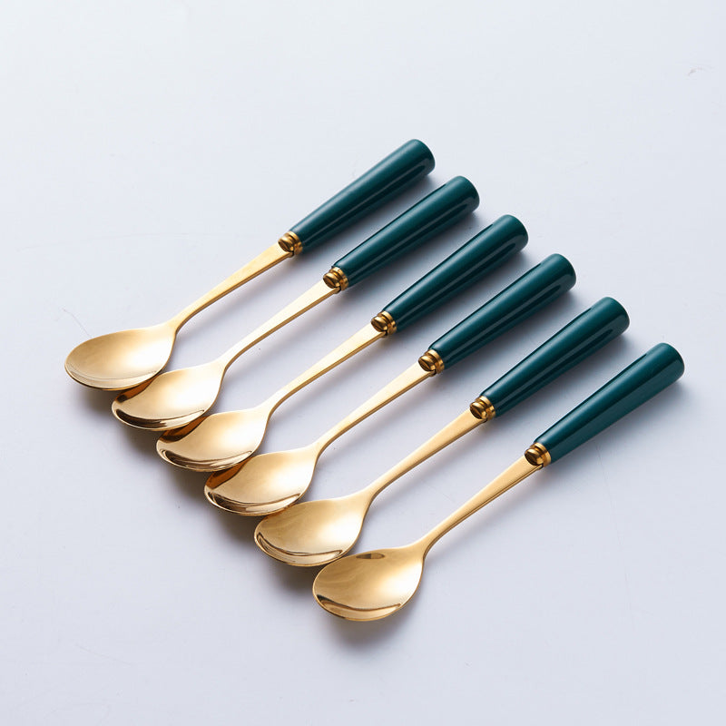 Nordic fruit fork spoon for home stainless steel fruit pick coffee spoon ceramic storage jar suit high-end mooncake knife and fork